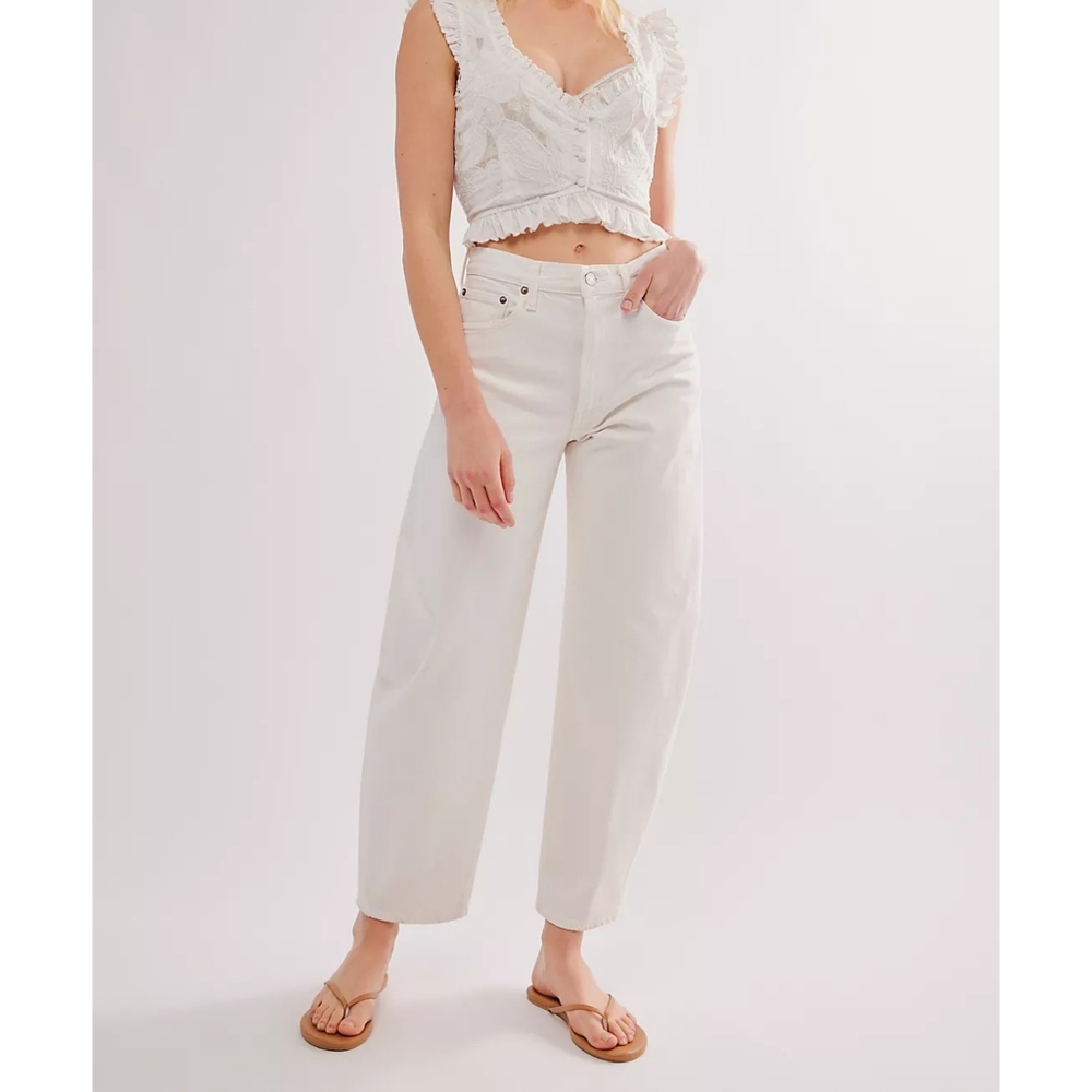 AGOLDE Balloon Jeans Curved Taper Leg Porcelain White 25 - Picture 8 of 13